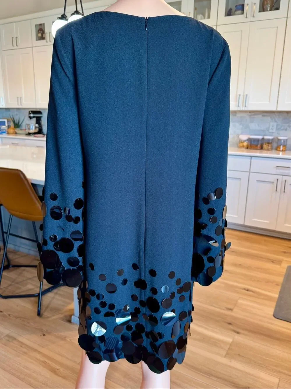 Trina Turk Black Colossal Shift Dress Paillette Sequin Hem Cocktail Party 6